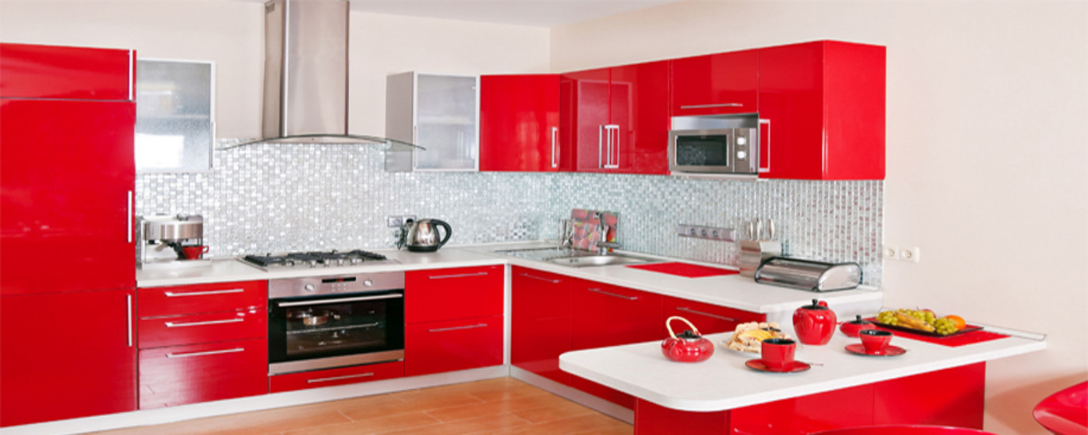 Image result for kitchen design in red colour